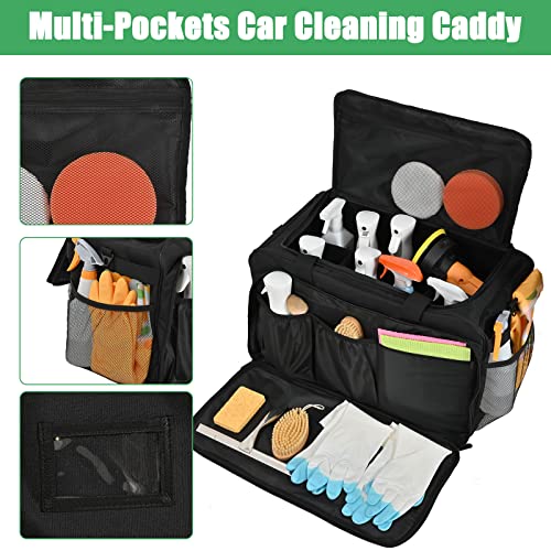 Extra Large Car Detailing Bag, Cleaning Caddy with Lid and Handle for Auto Detailing Supplies, Car Cleaning Storage Trunk Organizer for Polisher and Vehicle Wash Tools, Black - size: XL(21.3*12*13.2in)