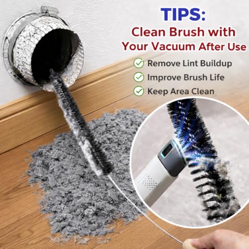 2-Pack Dryer Vent Cleaner Kit - Long Flexible Dryer Lint Brush & Refrigerator Coil Cleaner - Multi-Use Radiator Brush & Lint Trap Cleaning Tool for Fire Prevention - size: 2 half brush