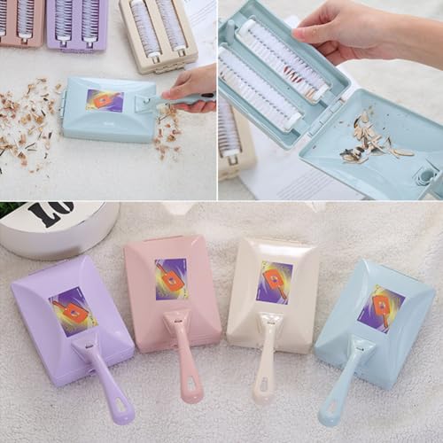 Carpet Debris Brush, Multi-Functional Handheld Double Roller Cleaning Brush, Carpet Table Sweeper Collector Brushes(Color:Random)