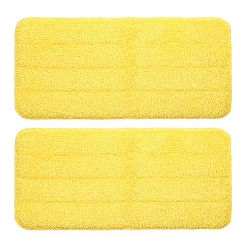 uxcell 2Pcs Microfiber Mop Pads, 11.8x5.5 Reusable Replacement Flat Mop Pad Refills with Hook-and-Loop for Home Office Restaurant Surface/Hardwood Floor Cleaning, Yellow - color: Yellow