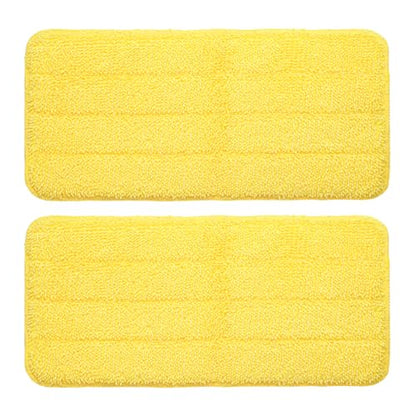 uxcell 2Pcs Microfiber Mop Pads, 11.8x5.5 Reusable Replacement Flat Mop Pad Refills with Hook-and-Loop for Home Office Restaurant Surface/Hardwood Floor Cleaning, Yellow - color: Yellow