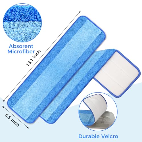wlich 12-Pack Microfiber Cleaning Pads, 18-Inch Microfiber Mop Pads Compatible with Bona Mop, Washable and Reusable Mop Pad Refills for Hardwood Tile Laminate Floors - size: 12PCS