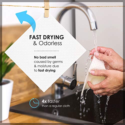 SUPERSCANDI 5 Pack Swedish Dishcloths for Kitchen - 100% Biodegradable & Compostable Reusable Paper Towels Washable, Food-Safe & Without Plastic - Dish Rags for Any Surface, Line Knitting Black - color: Line Knitting Black
