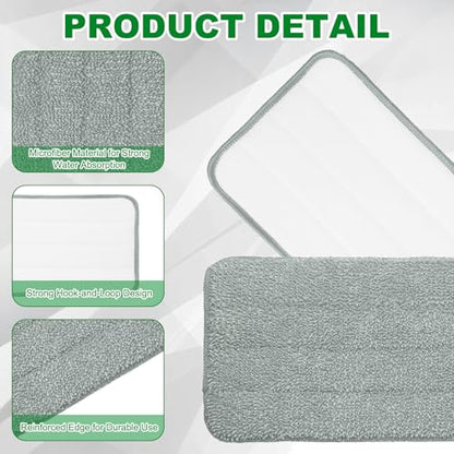 uxcell 2Pcs Microfiber Mop Pads, 11.8x5.5 Reusable Replacement Flat Mop Pad Refills with Hook-and-Loop for Home Office Restaurant Surface/Hardwood Floor Cleaning, Grey - color: Gray