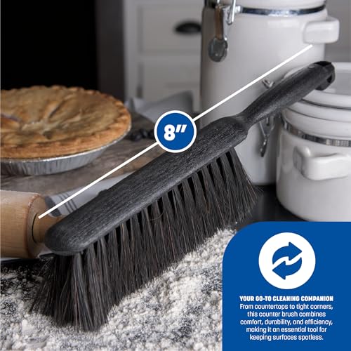 SPARTA Flo-Pac Counter Brush, Bench Brush, Dustpan Brush with Long Lasting for Counters, Floors, And Fireplace, 8 Inches, Black