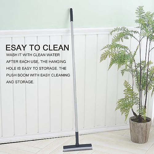 Stiff Bristles Broom,Tub Tile Broom Brush,Push Broom for Shower Cleaning,Patio, Kitchen,Garage,Indoor Outdoor Cleaning Brush,Stainless Steel Long Handle - color: Small Broom