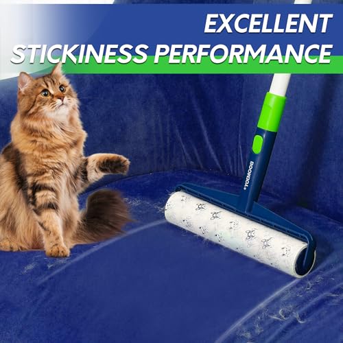 BOOMJOY Large Lint Rollers for Floor, 9.8 Inch Extra-Wide Lint Roller with 360 Sheets Total, Cat & Dog Pet Hair Remover for Home Floor Cleaning, Carpets, Cars, Clothing, Sofa