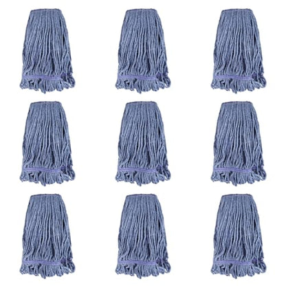 Commercial Heavy Duty Mop Heads Replacement for Rubbermaid: 9 Packs Industrial Wet Mop Head for Floor Cleaning - Commercial Products Looped End String Head Refills - color: 9 Count-blue