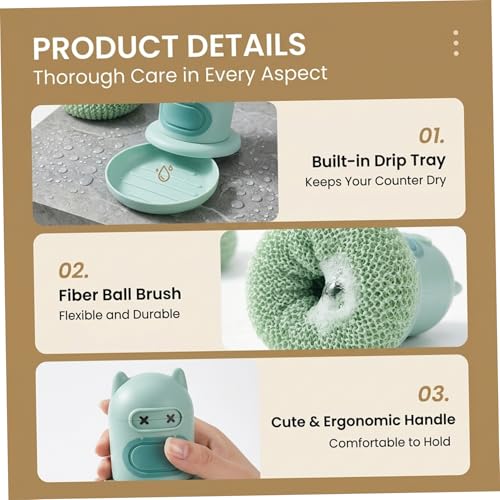 Soap Dispensing Silicone Dish Scrubber Press-to-Dispense Kitchen Scrub Brush for Dishes Pots & Pans - Green - color: Green
