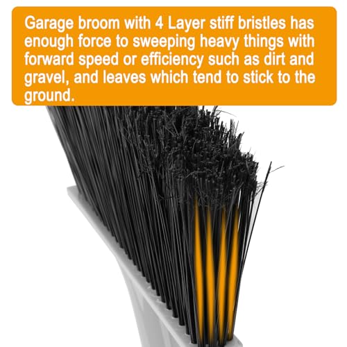 KeFanta 4 Packs Outdoor Broom Heavy Duty with 55" Long Handle, Commercial Brooms for Sweeping Indoor Courtyard Restaurant Garage Patio Decks Mall Market Kitchen Office Lobby Shop
