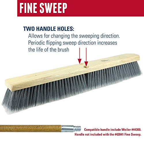 Weiler 42098 36" Fine Sweep Floor Brush, Flagged Silver Polystyrene Fill, Includes Brace - size: 36", style: Polystyrene