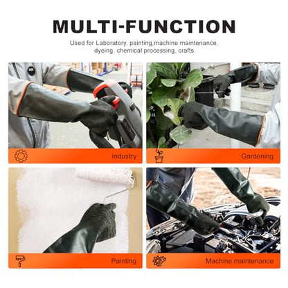 North Tower Chemical Resistant Gloves Rubber Heavy Duty Glove Work With Waterproof Gloves For Mens （14in,2 pair） - size: 14”（2 pair）