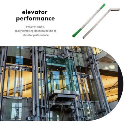 Amosfun Elevator Sill Cleaner Tool with Long Handle Gap Scraper and Brush for Efficient Elevator Track Cleaning in Commercial and Residential Buildings - size: 22.50X0.80X0.80CM