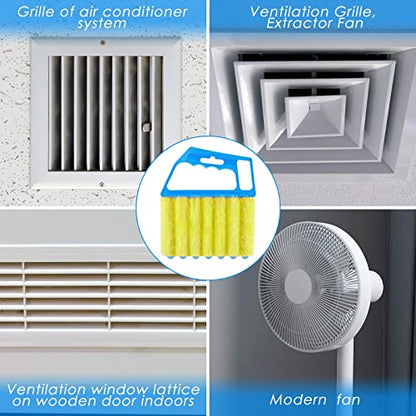 Geiserailie 2 Pcs Window Venetian Blind Cleaner Duster Tool Washable 7 Fingers Dusting Cleaner and Air Vent Shutter Brush Blinds Air Conditioner Fan Duster Dirt Housekeeping Tool (Blue Green) - color: Blue Green