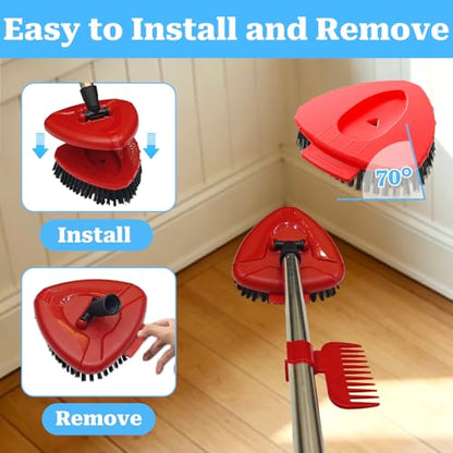 Spin Mop Replace Head Compatible with Ocedar EasyWring 1 Tank, Upgraded Scrub Brush Mop Replacement Head, 2 Microfiber Mop Refills, 1 Mop Handle, 1 Mop Base and 1 Mop Base Cleaning Brush Combo Set