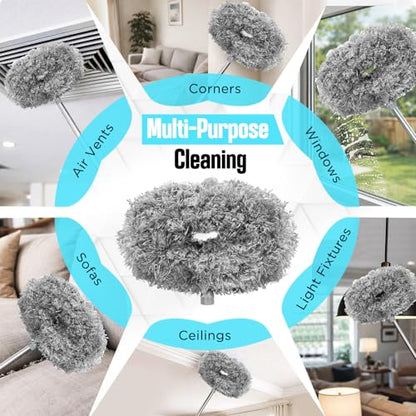 Ceiling Fan Cleaner Duster with Extension Pole, 12 to 51 Inch Duster Length, Reusable Microfiber Dusters for Cleaning Fan Blades, Cobwebs, Walls, Windows & High Ceilings, Removable, Blue - color: Gray