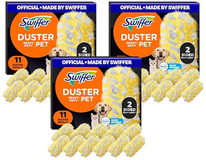 Swiffer Pet Heavy Duty Dusters Refills, Multisurface 360 Dusters with Febreze Odor Defense, 11 Count (Pack of 3) - size: 11 Count (Pack of 3)