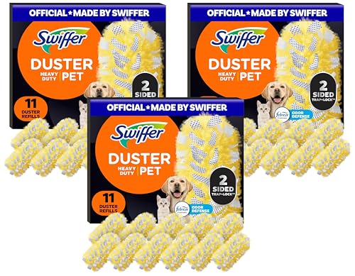 Swiffer Pet Heavy Duty Dusters Refills, Multisurface 360 Dusters with Febreze Odor Defense, 11 Count (Pack of 3) - size: 11 Count (Pack of 3)