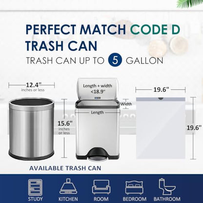 5 Gallon 120 Counts Strong Drawstring Trash Bags Garbage Bags by RayPard, Small Plastic Trash Bags fit 18-20L Trash Can for Home Office Kitchen Bathroom Bedroom, White Waste Basket Liners - style: 120-5 Gallon-White