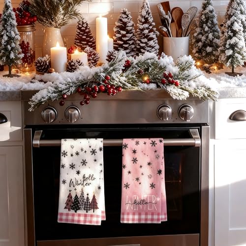 Snowman Xmas Trees Christmas Kitchen Towels Dish Towels, 18x26 Inch Daily Seasonal Winter Decoration Hand Towels Set of 4 - color: Snowman Four Pack