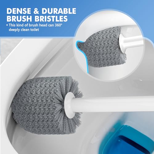 LOVLOY Toilet Plunger and Brush with Holder, Bowl Brush and Heavy Duty Toilet Plunger Set with Ventilated Holder, 2-in-1 Toilet Brush and Plunger Combo for 5.3-inch Toilet Drain New Pack (White, 1) - color: White