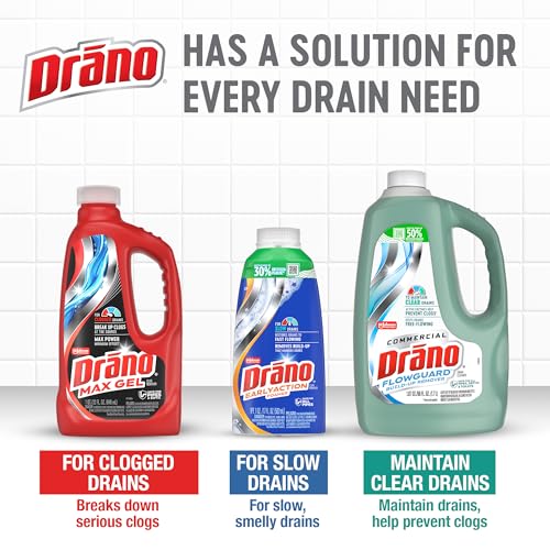 Drano Max Gel Drain Clog Remover & Cleaner, Fast-Acting to Unclog Standing Water & Remove Hair, Grease & Food Blockages, Safe for all Pipes & Septic, Kitchen Sinks, Bathroom Showers & Tubs, 32 Oz - size: 32 Fl Oz (Pack of 1)