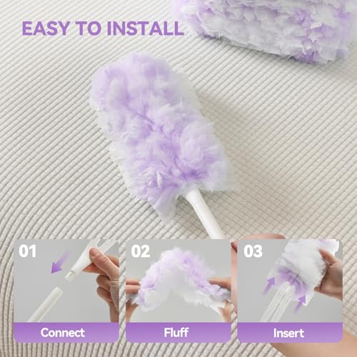 30 Count Duster Refills with 1 Handle, Heavy Duty Microfiber Feather Duster, Disposable Multi Surface Duster Kit, Household Cleaning Tool for Pet Hair, Home, Office, Blind, Furniture - color: 1 Short Handle + 30 Refills