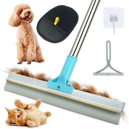 Silicone Carpet Rake for Pet Hair Removal Tool,Magic Brush Dog Hair Removal Glove,Cat Carpet Broom Rake&Pet Hair Remover Tool 3PCS/Set for Rugs, Mats, Couch, Furniture,54inch Scraper Rake - color: Carpet Rake &Pet Hair Removal Tool Set