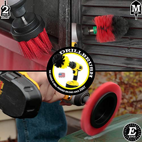 Red Stiff 3 Piece Outdoor Power Scrubber Brush Kit - Garden Patio Scrubbing Tool - Deck Cleaning Brush Set - Concrete Scrubbing Tool Set - Brick and Stone Outdoor Scrubber Kit - color: Red