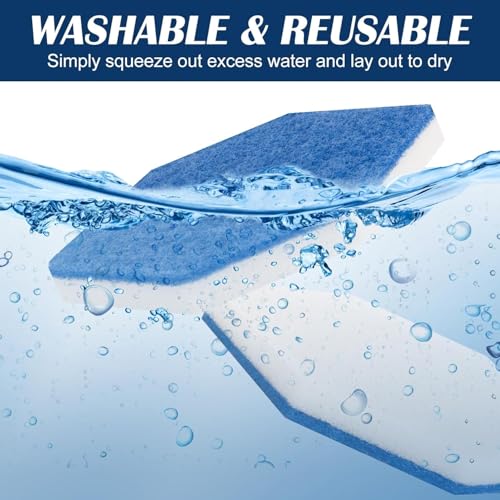 4 Pack Mop Refill Pads Compatible with Vileda Bath Magic Bathroom & Tub Mop, Triangle Sponge Scrubber Replacement for Cleaning Tiles, Glass Doors, and Corners
