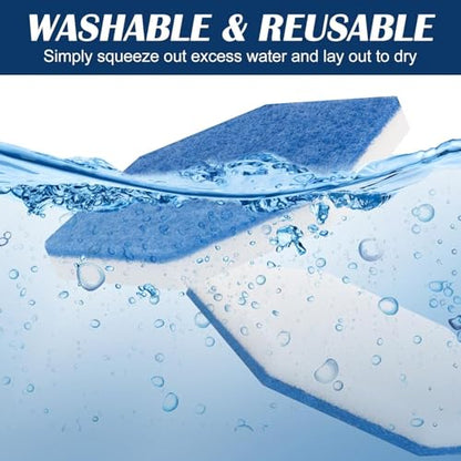 4 Pack Mop Refill Pads Compatible with Vileda Bath Magic Bathroom & Tub Mop, Triangle Sponge Scrubber Replacement for Cleaning Tiles, Glass Doors, and Corners