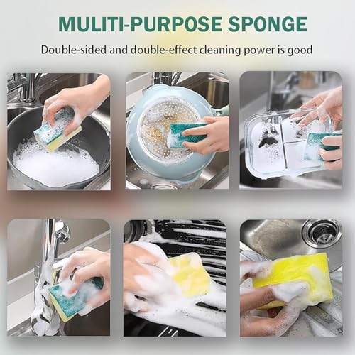 15 Pcs Kitchen Cleaning Sponge, Double Face Non-Scratch Scrub Sponge, Long Lasting, Super Absorbent Cleaning Supplies, for Kitchen Dishes and Cleaning