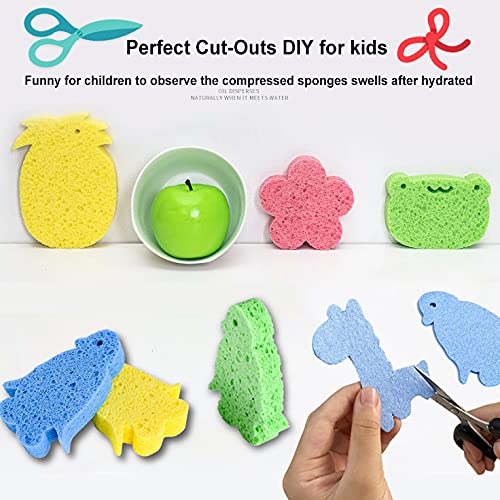 METUUTER 12-Count Cleaning Scrub Sponge- Compressed Cellulose Sponges Non-Scratch Natural Sponge for Kitchen Bathroom Cars, Funny Cut-Outs DIY - color: Yellow