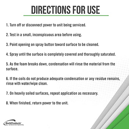 QwikProducts Foaming Coil Cleaner for AC Unit, Heating, Refrigerator, Air Conditioner No Rinse Coil Cleaner Spray Breaks Down Dirt, Dust, Grease, and Oil - size: 18 Ounce (Pack of 1)