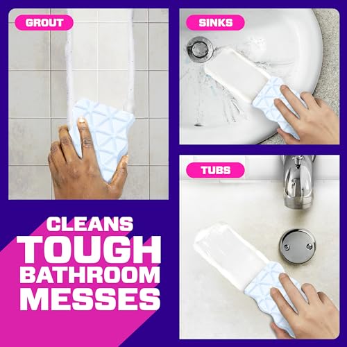 Mr. Clean Magic Eraser Sponge, Bathroom, Shower, Tub Cleaner, Soap Scum Remover, Bathroom Cleaning Supplies, Dawn Cleaning Power with Lavender Scent, Shower & Tub, 8ct - size: 1 Count (Pack of 8), style: Upgraded Version