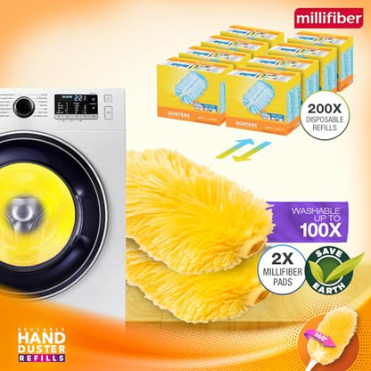 Millifiber 360° Reusable Duster Refills for Swiffer Hand Dusters (6-Pack) | Handle not included, microfiber duster covers, machine washable duster cleaning pads - size: 6 Count (Pack of 1)