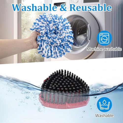 Mop Heads Replacements for O-Cedar RinseClean 2-Tank Spin Mop, Mop Replace Head for O Cedar, Spin Mop Heads for Ocedar Includes 3 Pack Mop Refills, 2 Upgrade Scrub Brush, 1 Mop Base for O-Cedar Mop - size: for ocedar rinseclean 2-tank