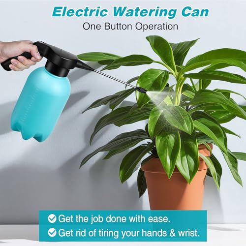 Electric Spray Bottle Plant Mister for Indoor Outdoor Plants, 0.5 Gallon Automatic Watering Can Rechargeable Battery Powered Sprayer with Adjustable Spout for Gardening, Cleaning (Blue Style) - style: Blue Style
