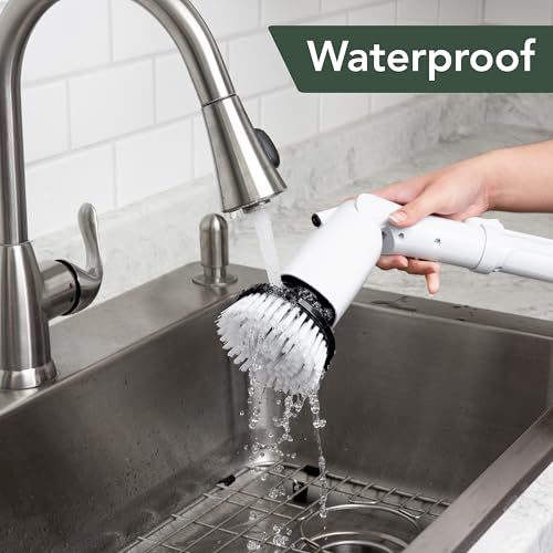 Electric Power Spin Scrubber - Cordless Cleaning Brush with 7 Replaceable Brush Heads - 3 Speed with Flashlight - Adjustable and Extendable for Cleaning Tile Grout Bathtub Window Kitchen Floor