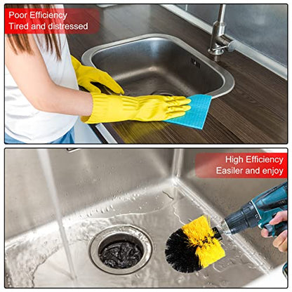 Remerry Drill Brush Nylon Drill Brush Attachment Electric Power Scrubber Scrub Attachment Multi Purpose Cleaning Supplies for Bathroom Surfaces Tub Grout Shower Kitchen Tile Auto Car