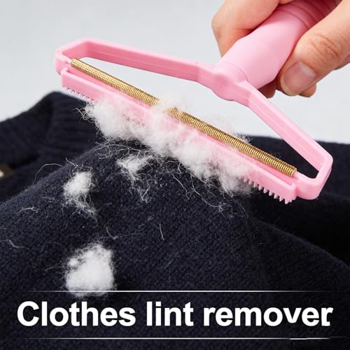 Manual Lint Remover 1 Pack Portable Fabric - Pet Hair Remover for Clothes Furniture Carpet, Fluff Removal Tool - color: Pink