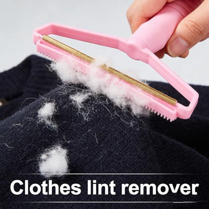 Manual Lint Remover 1 Pack Portable Fabric - Pet Hair Remover for Clothes Furniture Carpet, Fluff Removal Tool - color: Pink