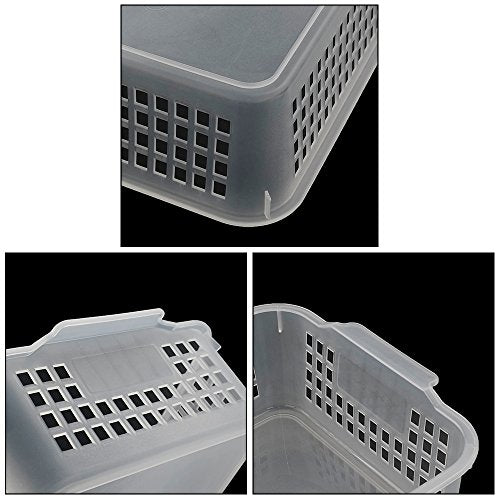 6-Pack Rectangular Plastic Storage Organization Trays, Clear | Turn in Containers, Multipurpose Drawer Trays, Kitchen Pantry Containers, Desk Organizer Bin