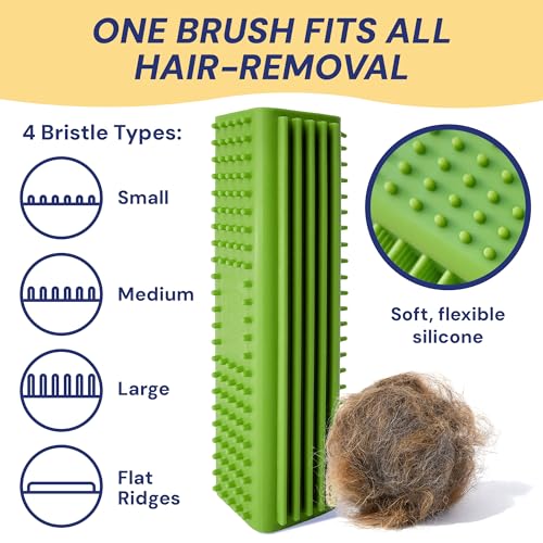 Magic Pet Hair Block Brush (Field Green) | Ultimate Dog & Cat Hair Remover for Sofa, Furniture, Carpet, Bedding, and Clothing | Reusable, Durable, and Easy to Use - color: Field Green