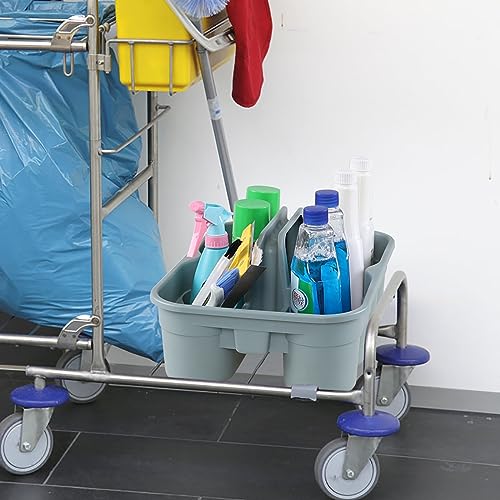 6-Pack Plastic Cleaning Storage Caddy, Gray | Cleaning Supply Carry Caddy