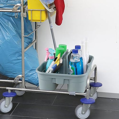 6-Pack Plastic Cleaning Storage Caddy, Gray | Cleaning Supply Carry Caddy