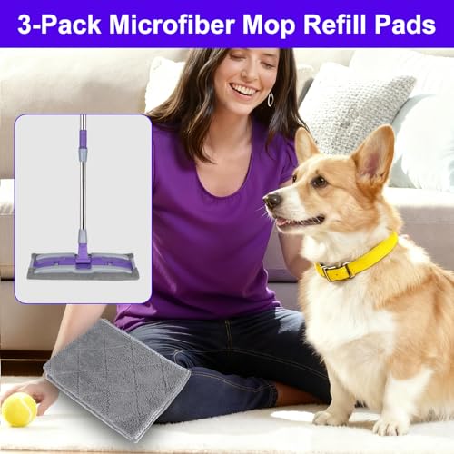 3-Pack Microfiber Mops Refill Pads for 14 Inch Mop (Gray) - color: Gray
