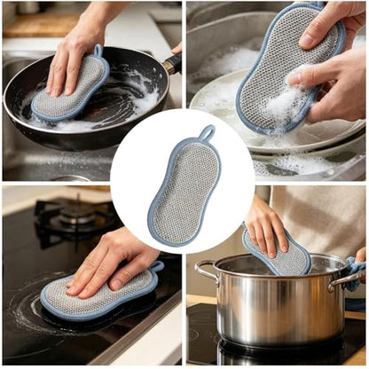 Tableware Cleaning Pad - Six Count Bundle, Non Abrasive Texture, High Absorption Build | Dish Glassware Washer for Cutlery Pan Pot Sink Kitchen Bathroom Countertop Home Apartment Restaurant Tool