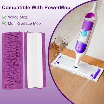 6 Pack Mop Refill Pads for PowerMop Multi-Surface and Wood Mop Pads Refill, Washable & Reusable Microfiber Spray Cleaning (Purple) - color: 6p