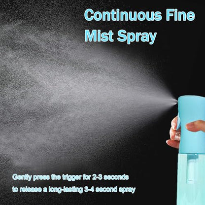 3 Pack Spray Bottles, Continuous Spray Bottle, Fine Water Mist Spray Bottles for Hair, 2-Pack 6.8 OZ (200 ML) and 1oz 30ml Travel Spray Bottle Mister for Cleaning,Plants,Barbers,Blue